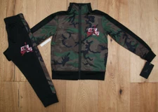 Nike Boy 2 Piece Jogging Set ~ Black, Brown, Green & Red ~ Camouflage 