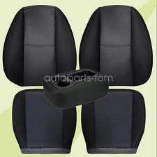 For GMC Sierra 2007-2014 Driver & Passenger Bottom & Top Cloth Seat Cover Black