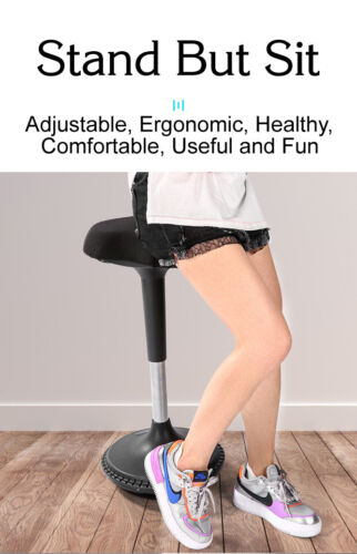 Height Adjustable Sit Stand Perching Swivel Wobble Stool Chair for Home Office - Picture 8 of 12