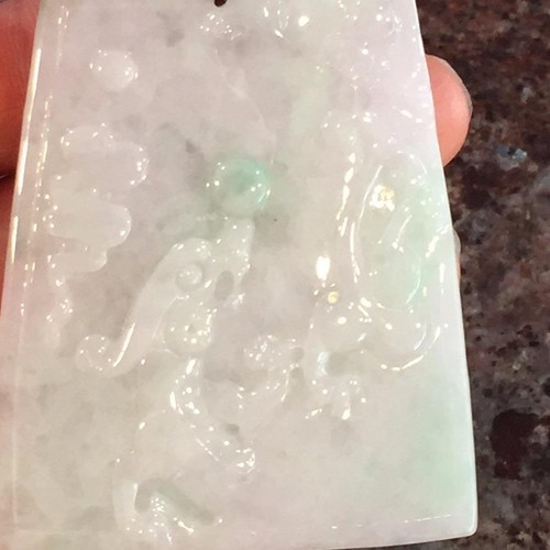 Certified 100% Natural Icy Jade Jadeite Lavender Dragon Pendant Grade A #P948 - Picture 7 of 11