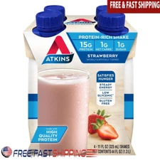 Keto Friendly Protein Shake Strawberry Flavor 15g Protein Low Carb 4 Pack New
