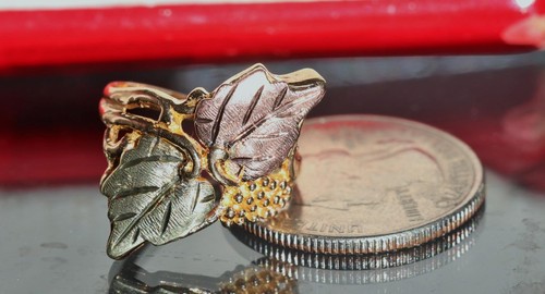 10k multi tone gold ring sz 7 diamond cut grape leaf 3.75g Black Hills Gold N368 - Picture 18 of 24
