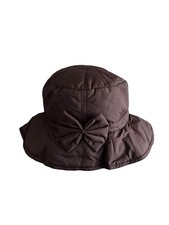 Tandy NWOT Quilted Bucket Rain Hat Brown Bow One Size Foldable Adjustable Band
