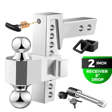 Adjustable Trailer Hitch Fits 2 Inch Receiver, 8" Drop Hitch 15000LBS Tow Hitch