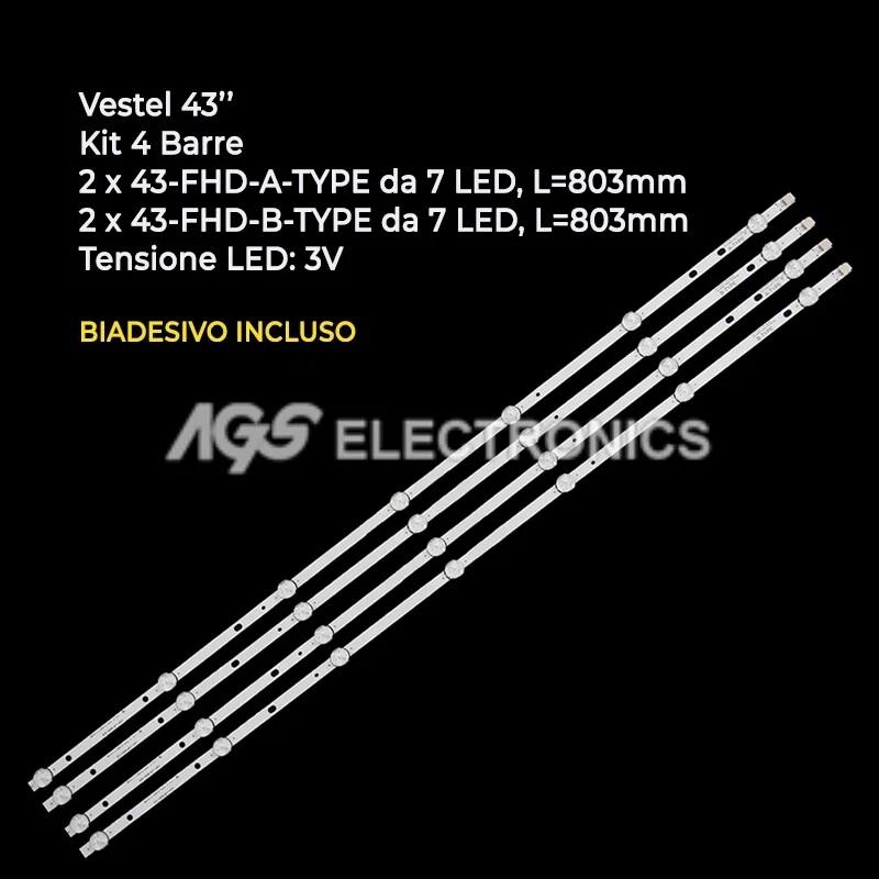 KIT 4 BARRES TV LED BARRES VESTEL 430DRT-VNB-A / B VES430DNDL2DN12