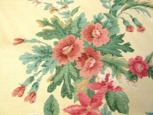 Vintage Schumacher gelb Blumen Gobelin Stoff 7+ Yards einige Mängel bitte lesen - Bild 4 von 11