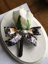 Pittsburgh Steelers Football Mens Bridal Wedding Day Boutonniere Groomsmans