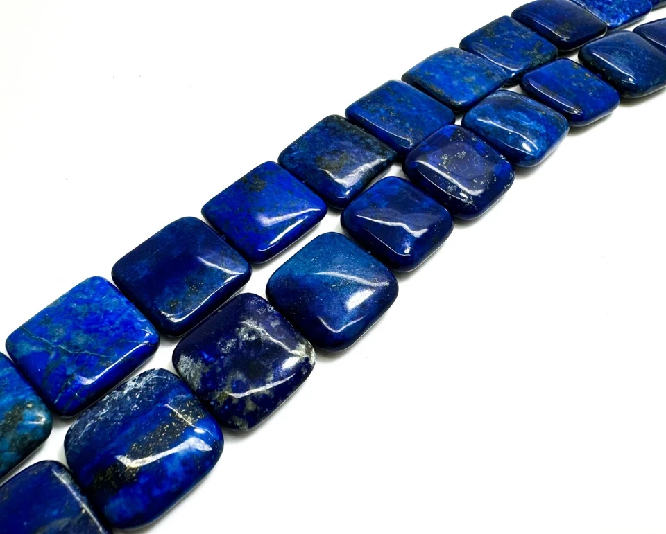 Natural Blue Navy Lapis Lazuli Polished Flat Square Gemstone Beads - PG97B - Image 2 of 3