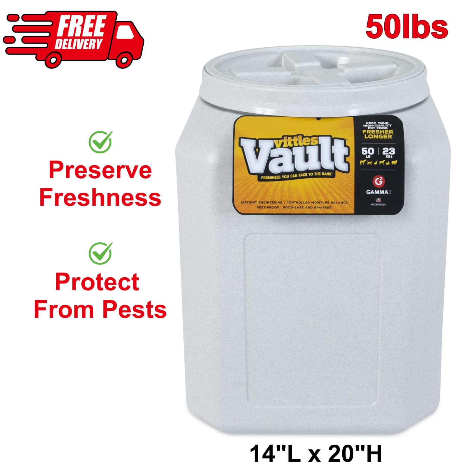 Storage Container, Fits Up To Dry Pet Food 50 Pound