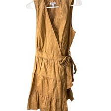 Nine West Tan V-Neck Sleeveless Wrap Sundress 100% Cotton, Size M, NWT