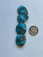 4 Old Kingman Earrings Cabs Matched Hand Cut Cabachon Navajo 47.1cts 0196