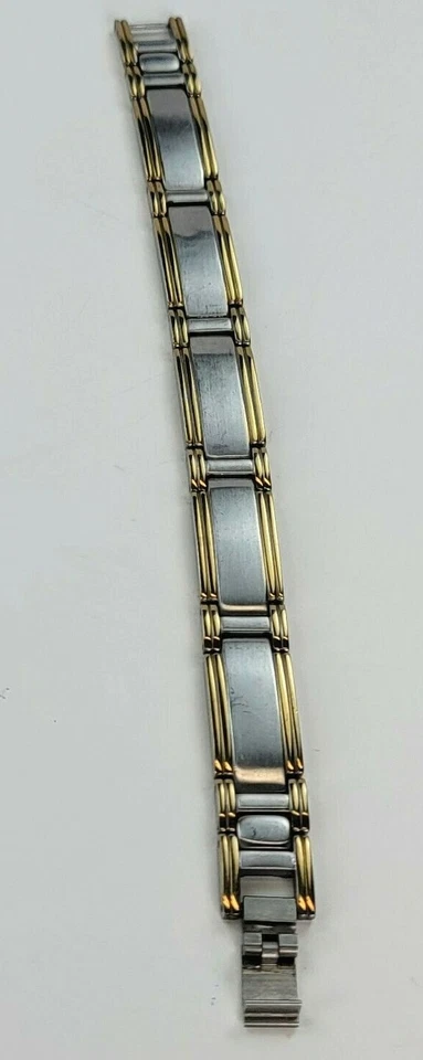 ELINKS Titanium Link Chain Magnetic Bracelet Gold / Silver ENERGY Germany 7 in - Image 2 of 4