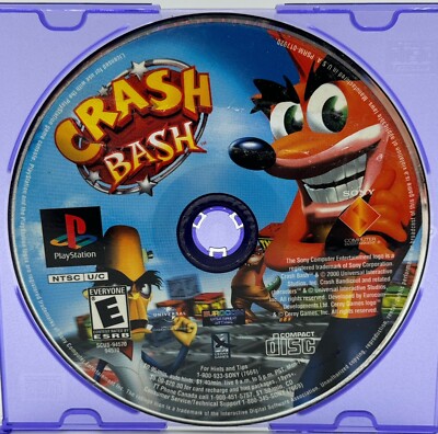 Crash Bash Bandicoot (Sony PlayStation 1, 2000) PS1 Disc Only Tested Black Label