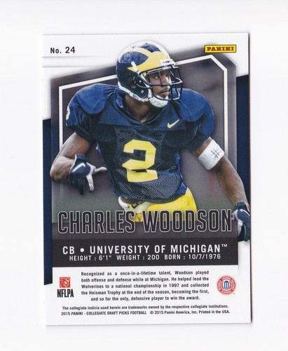 2015 Panini Prizm Draft Picks #24 Charles Woodson Raiders Michigan Wolverines - Picture 2 of 2