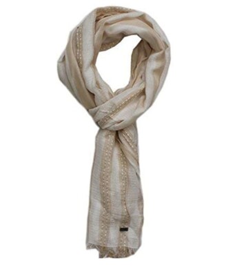 Neu Hugo Boss Herren Damen Unisex Beige Gestreift Baumwolle Wolle Hals Anzug Italien Schal