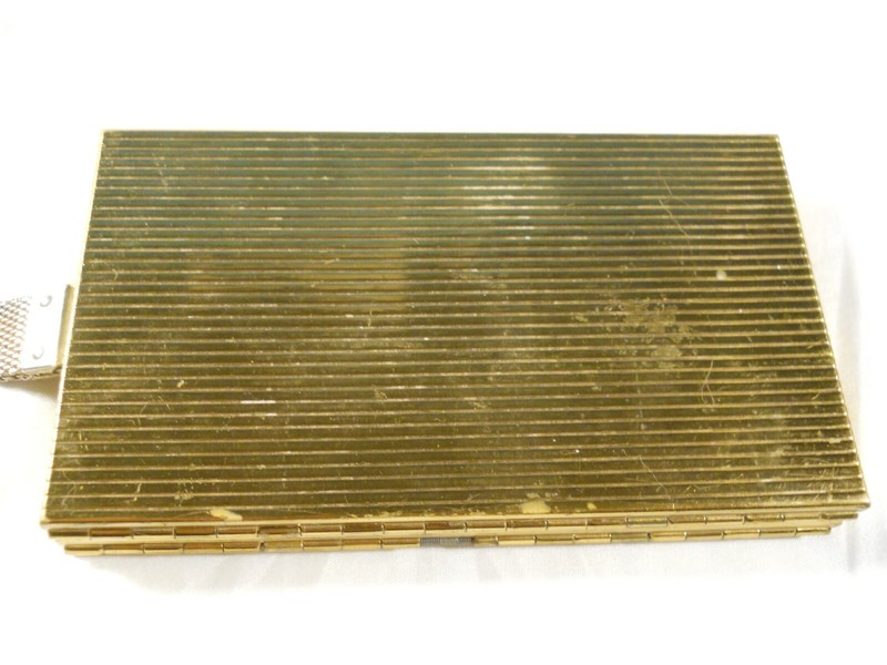 5th Avenue 1930's Compact Cigarette Goldtone Mesh Strap Lipstick 2 Compartment