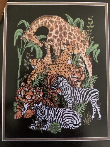 True Colors JUNGLE KINGDOM Animals Giraffe Zebras Big Cats Cross Stitch Pattern - Picture 2 of 2