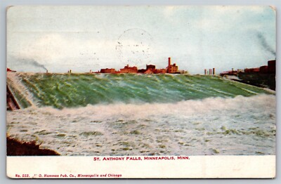 #ad St Anthony Falls Minneapolis MN C1913 Postcard S18 $12.50