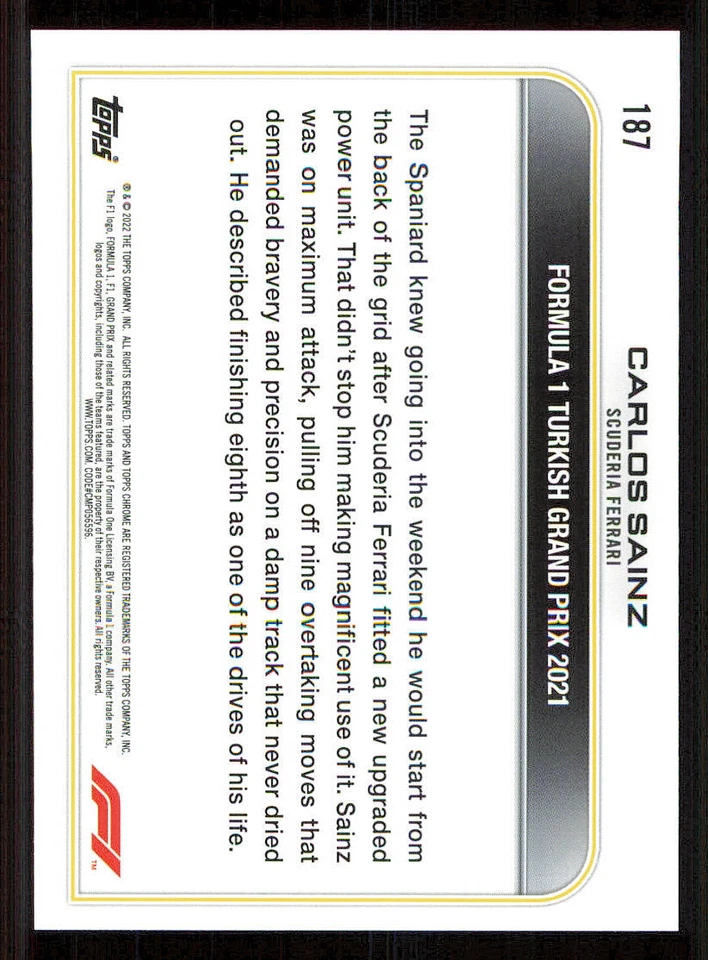 2022 Topps Chrome Formula 1 #187 Carlos Sainz DOD - Image 2 of 2