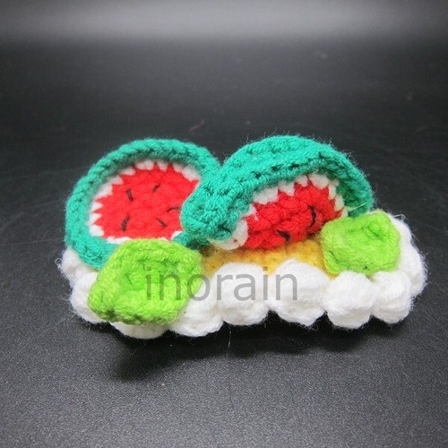 Set of 4 Fancy Yarn Crochet 3D Fruit BB Clip Hairclip Hair Pin kiwi fruit Apple - Picture 8 of 9