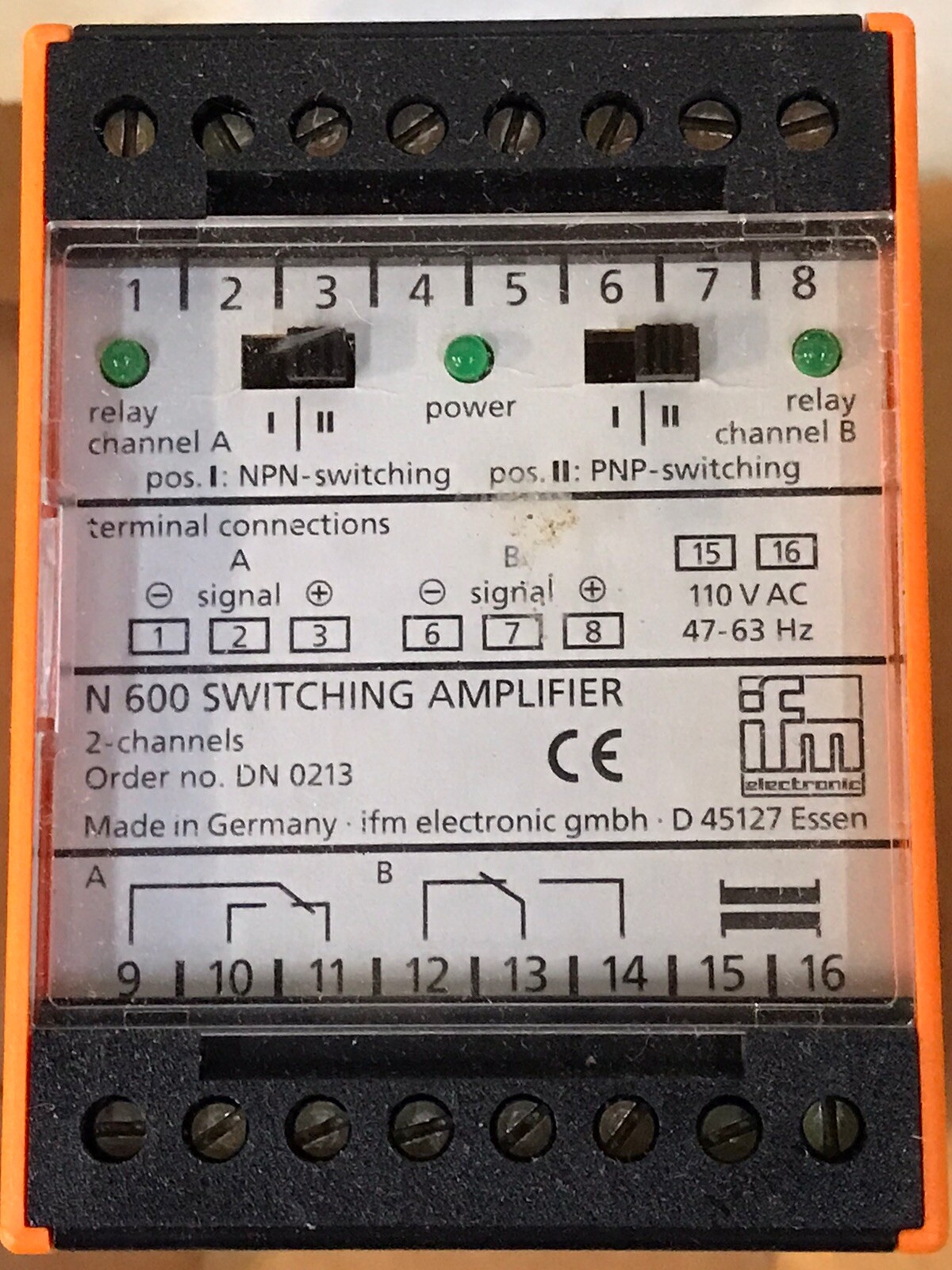 Efector IFM Ecomat200 DN0213 N 600 Switching Amplifier 2 Channel 230V 0.08A