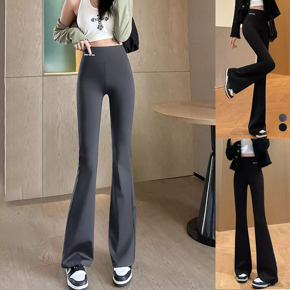 Women Bootcut Yoga Pants Flared Leggings Gym High Waist Wide Leg Casual  Trou ▶