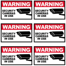 3x5 Inch Decal Sticker CCTV Alarm Sign - WARNING SECURITY CAMERAS IN USE, 6 PACK