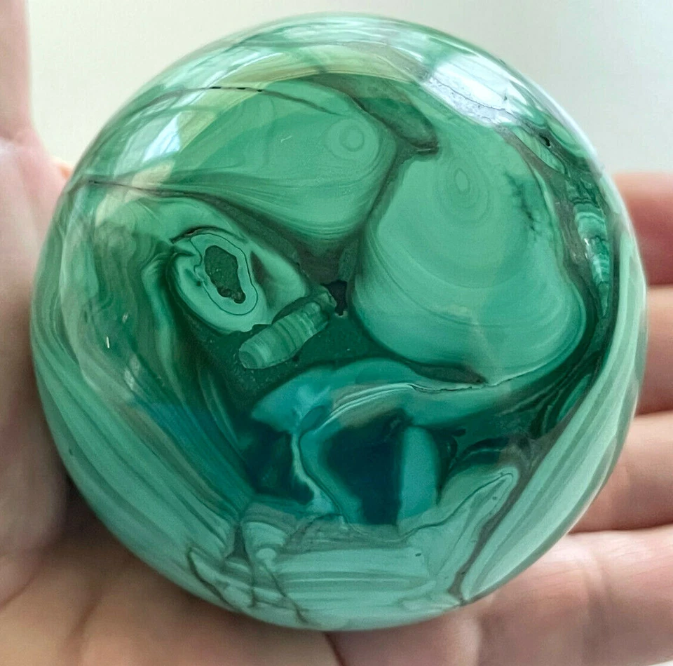 68 mm (1 lb. Esfera de malaquita de Afganistán de 3,6 oz), hermosa y genuina Foto 4 de 4