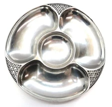 WILTON RWP PEARL WEAVE 13.5" Chip And Dip Serving Platter Armetale Pewter 