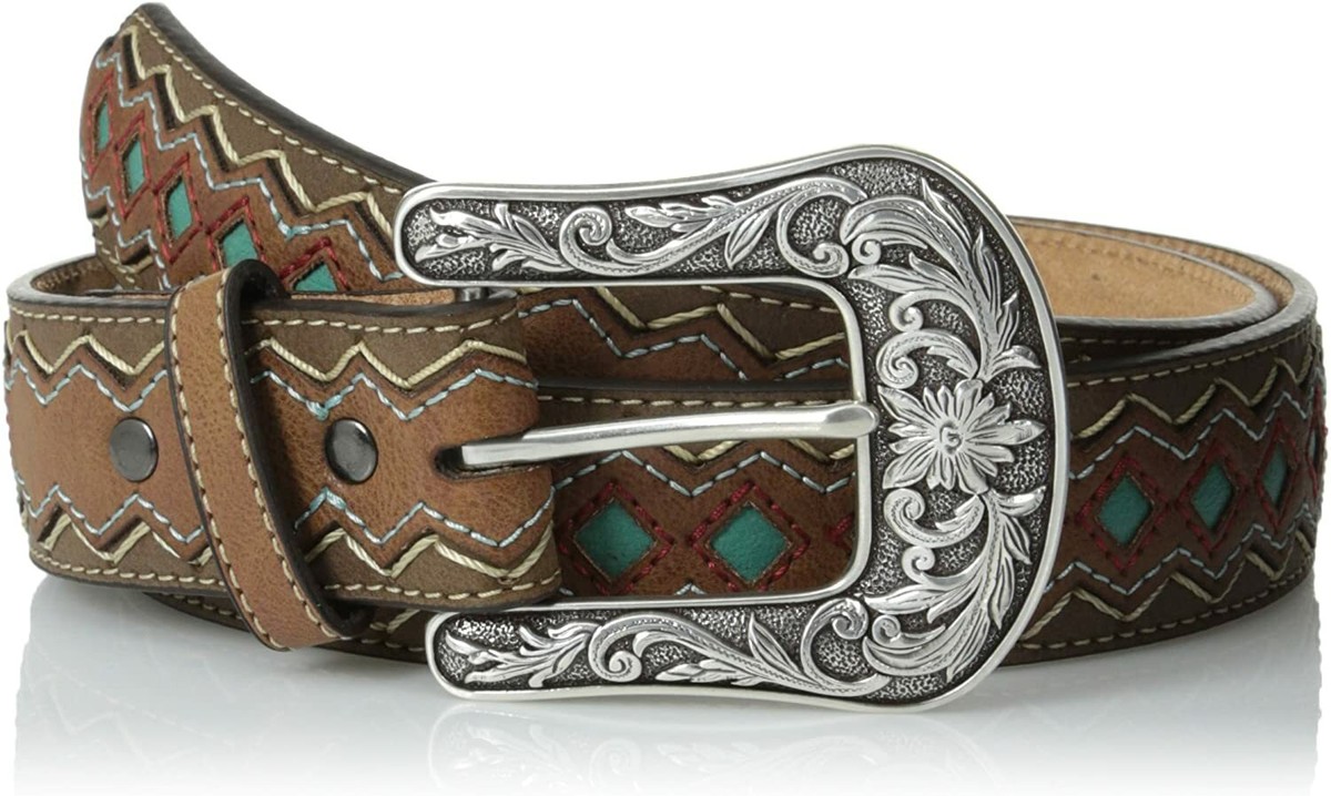専用13 Ariat Womens Turquoise Diamond Inlay Center Leather Belt | eBay