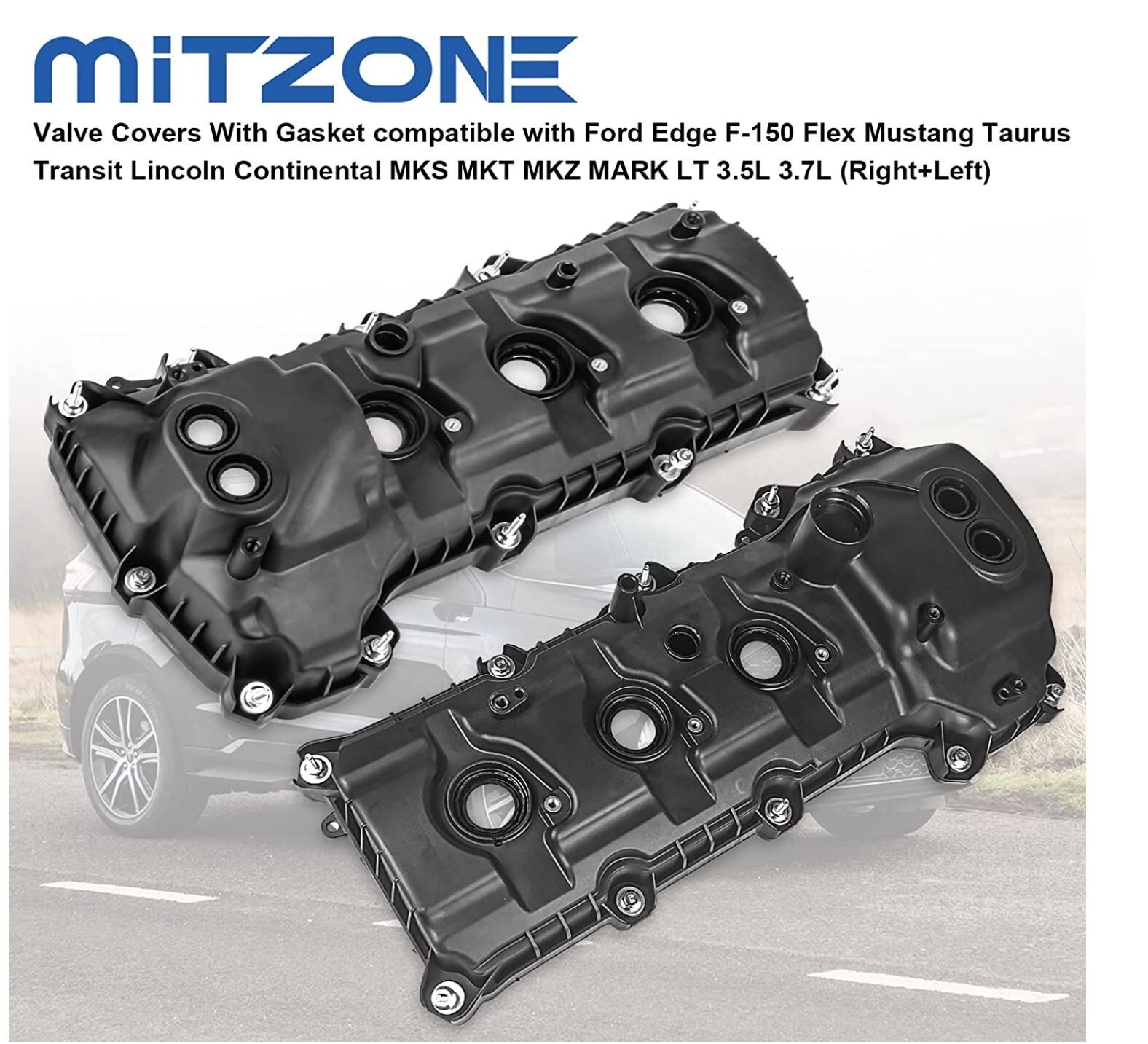MITZONE 3.5L 3.7L Valve Covers Compatible w Ford Edge F150 Flex