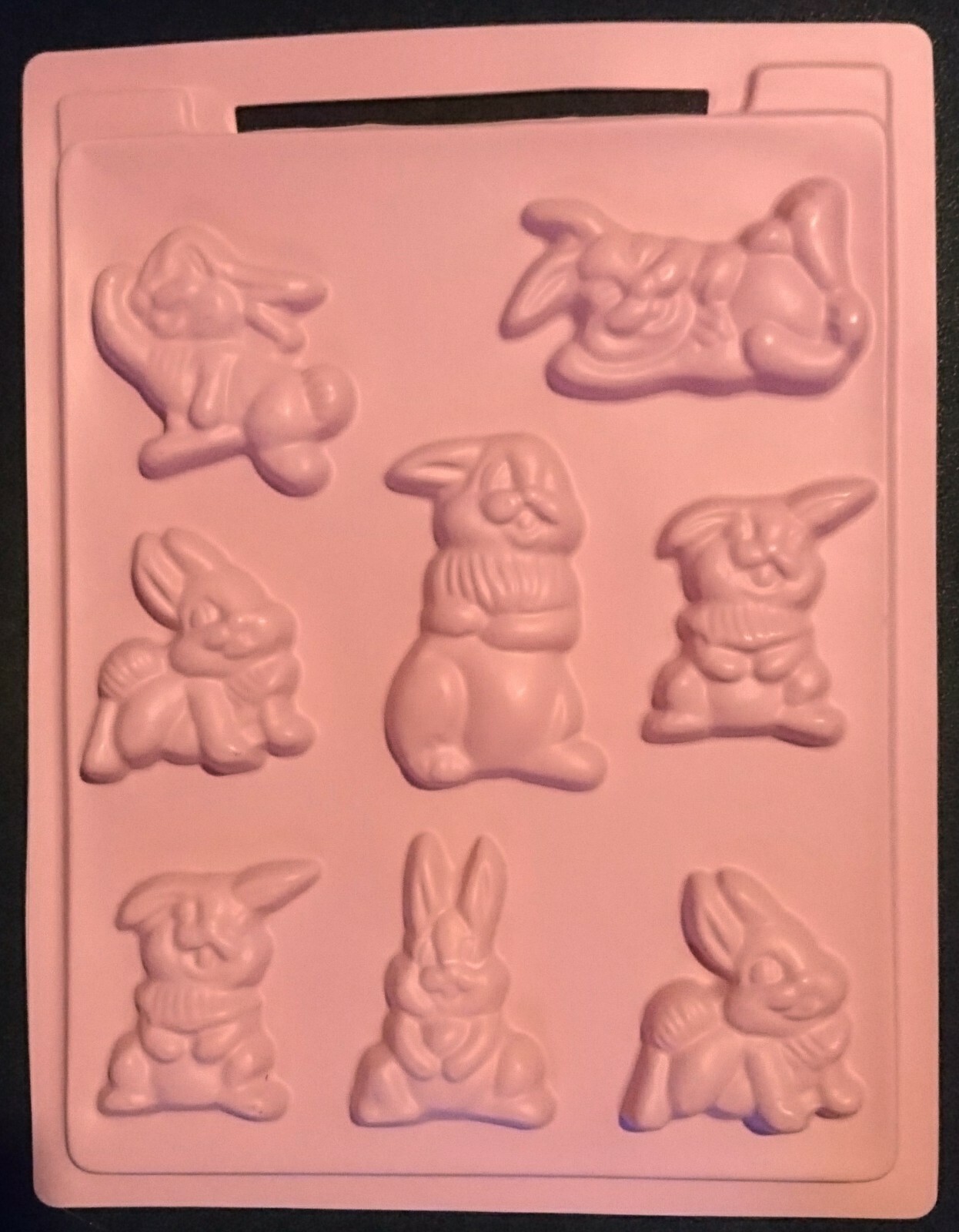 CHOCOLATE MOULD SHEET - RABBITS x8 - THUMPER? PINK PLASTIC - VGC LOOK ...