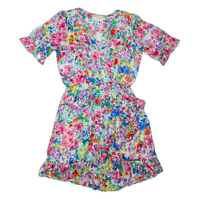 MA CHIC BOUTIQUE Damen Fit & Flare Kleid Creme Floral Knielang Gr. S