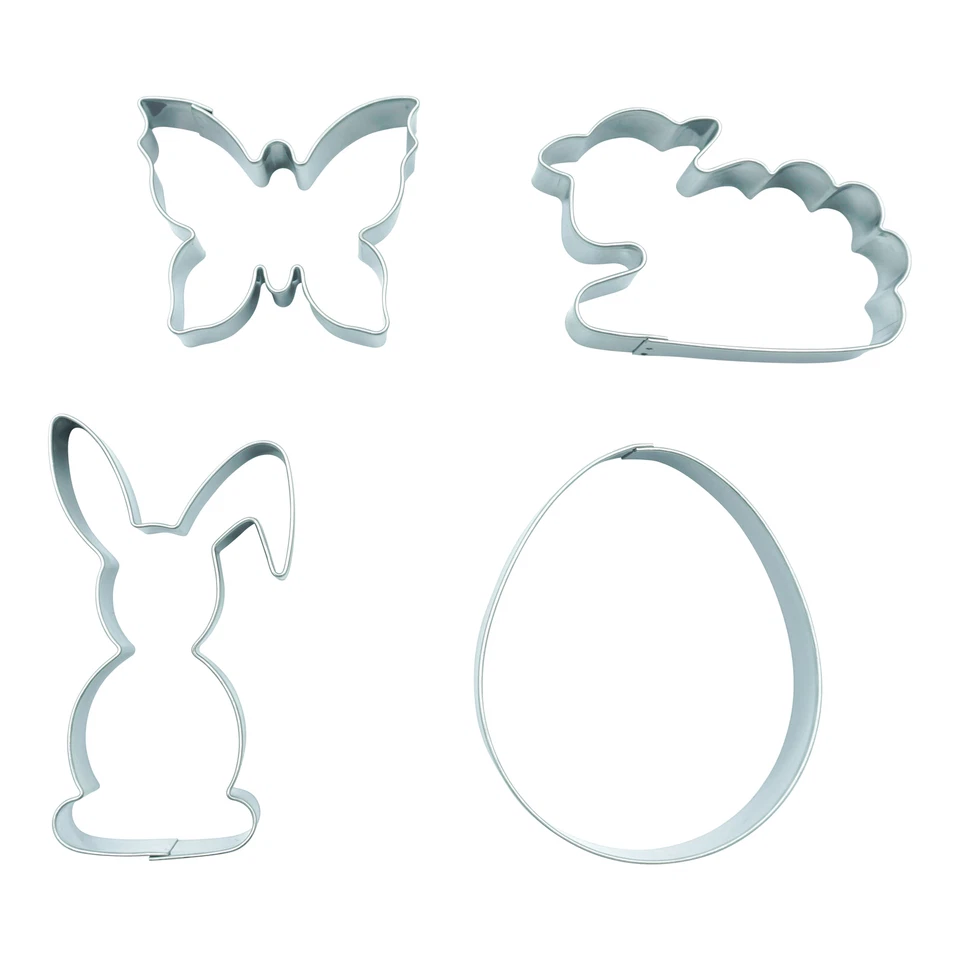 4er Set Hase Ei Schmetterling Schaf Ostern Edelstahl Ausstecher Keksausstecher