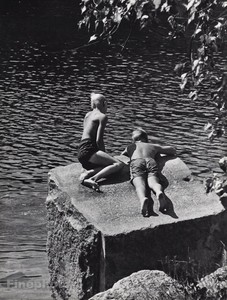 vintage boys swimming