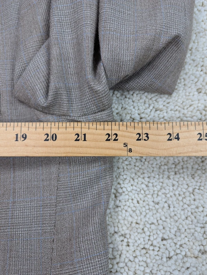 Suit Mens 42R 38x29 Tan Brown Plaid Vintage 2 Piece Jacket Pants USA - Image 4 of 4