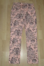 Damenhose Blumendruck Blumenprint rosa grau Sommerhose Chino Gr. S 36 Top!