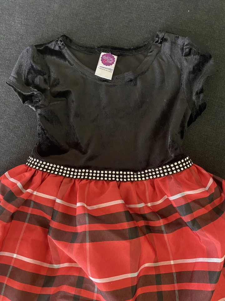 Vestido de Navidad Dollie & Me Girls negro y rojo talla 4 Foto 4 de 4