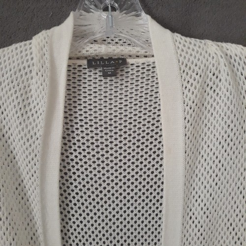 Lilla P Open Open Knit Cardigan Sweater Women's M White Long Sleeves - Bild 3 von 10