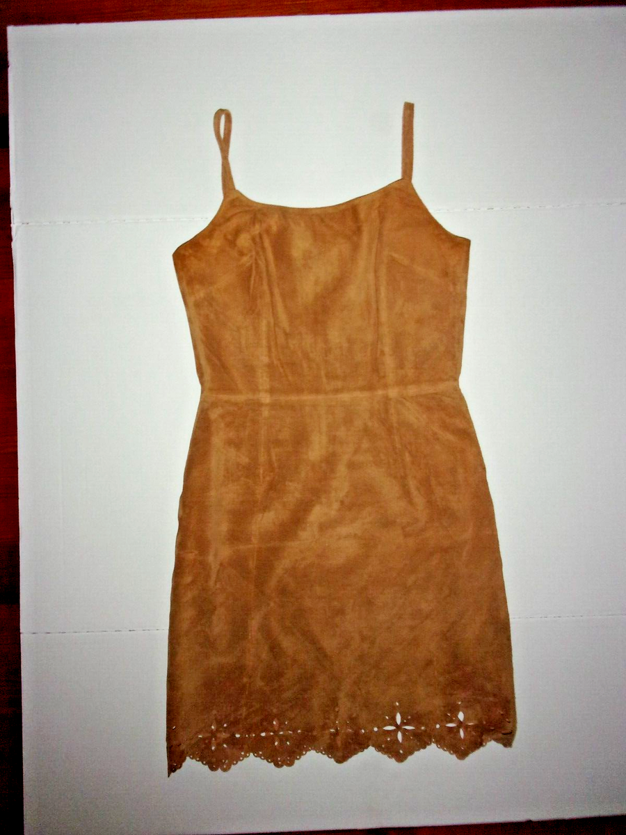 Newport News Styleworks 100% Leather - Lined Camel Dress Sz 6