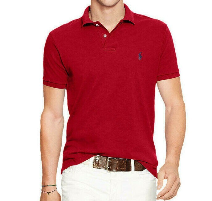 PONY Polo Ralph Lauren maglietta maglietta maniche corte slim fit rosso Eaton taglia S