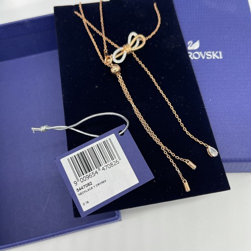 Swarovski Crystal Lifelong Bow Y Necklace White Mixed Plating 5447082 NWT NIB - Picture 2 of 11