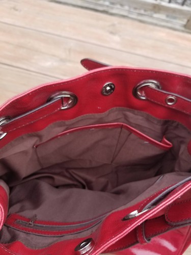 Comsi Comsa Paris Red Purse Hobo Tote Bag 13x13x4" - Picture 12 of 15