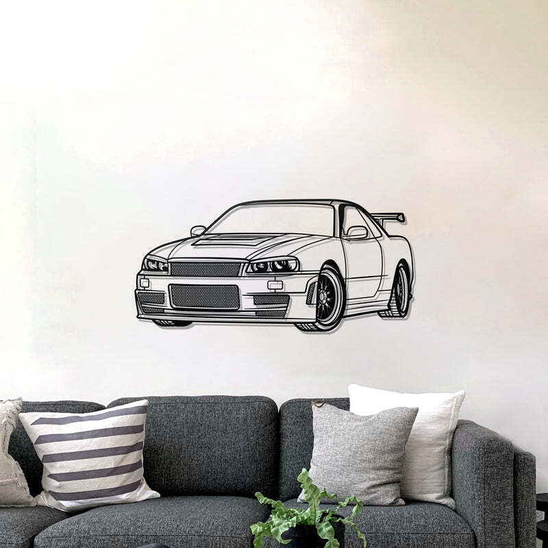 3D Acrylic Metal Car Wall Art - USA Silhouette GTR R34 Auto Poster-image