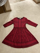 GB Girls Kids Girls 3/4 Sleeve Knitted Dress Red/Black Dress L