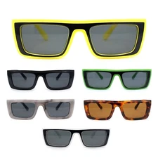 Beveled Squared Rectangle 2-tone Mod Plastic Sunglasses