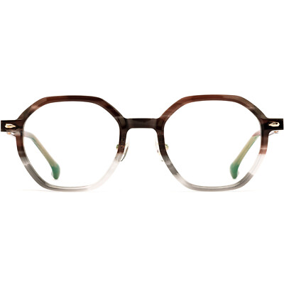 Geometric Glasses Acetate Eyeglass Frame Asian Fit Adjustable Nose Pads Brown