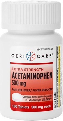 GeriCare Extra Strength Acetaminophen Pain Relief Fever Reducer Tablets, Strengt