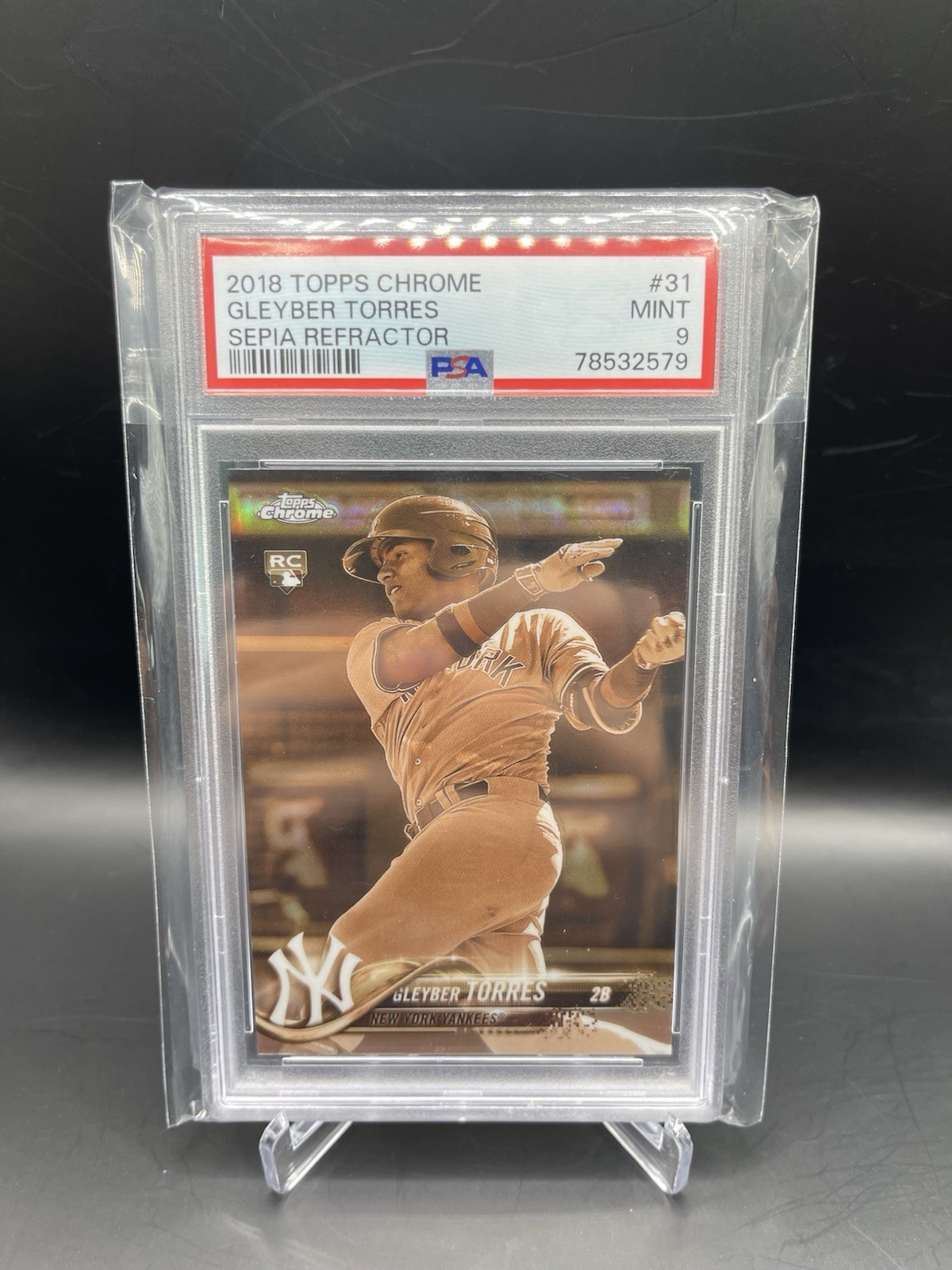 2018 Topps Chrome #31 Gleyber Torres Sepia Refractor PSA 9 Rookie RC