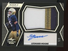 2026 Leaf Trinity Black Silver Foil RPA Leonard Moore 1/1 Auto Patch RC Rookie